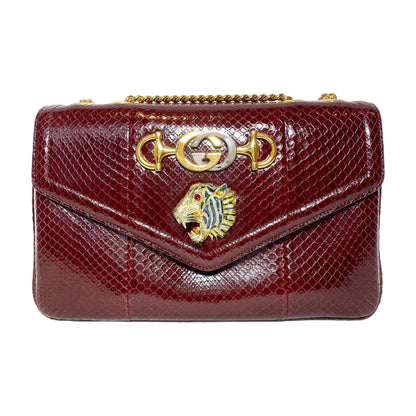 Gucci Bordeaux Python Medium Rajah Shoulder Bag