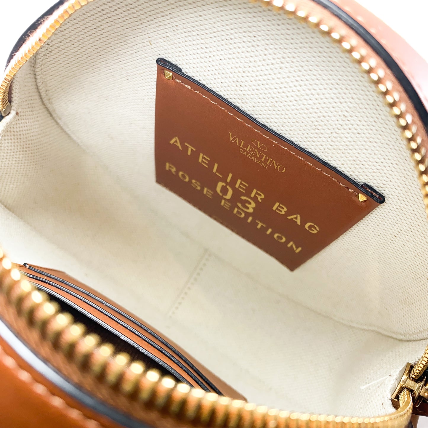 Valentino Beige Natural Rose Ed Atelier 03 Round Crossbody Bag