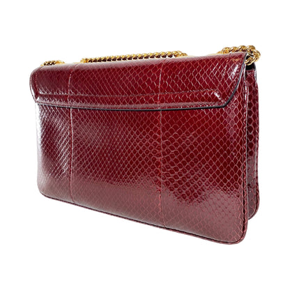 Gucci Bordeaux Python Medium Rajah Shoulder Bag