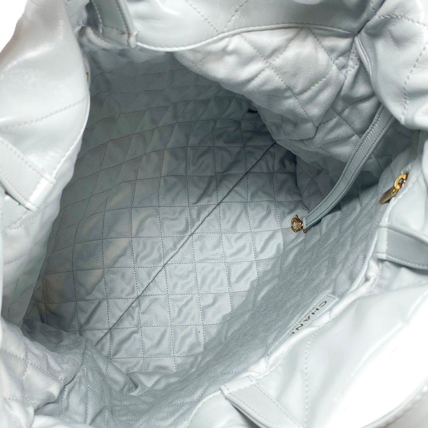 Chanel 22 Light Blue Gray Quilted Backpack