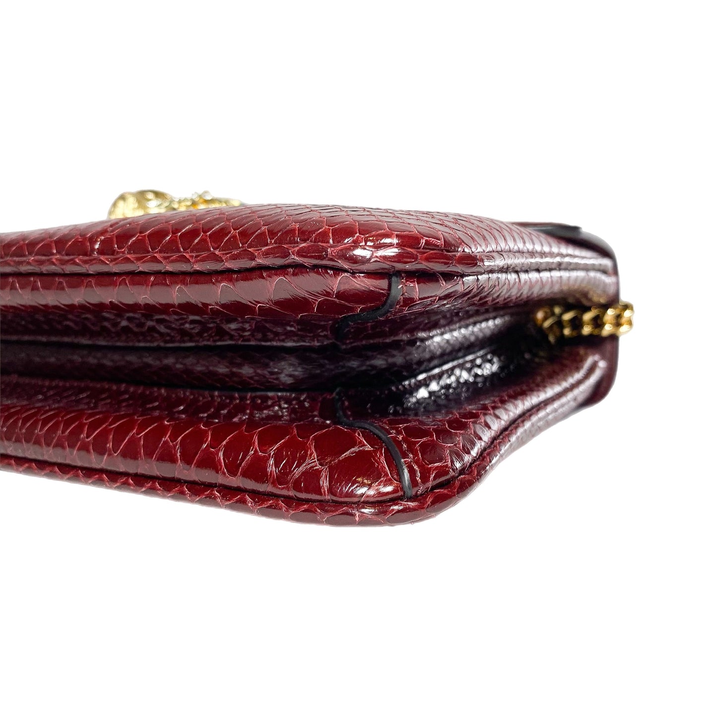 Gucci Bordeaux Python Medium Rajah Shoulder Bag