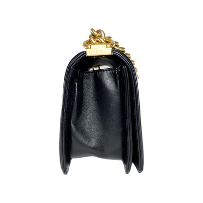 Chanel Black Embellished Tweed Small Boy Bag