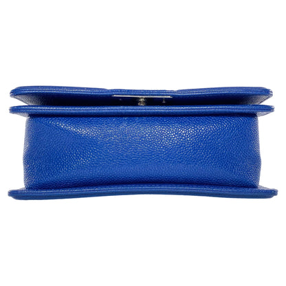 Chanel Blue Chevron Caviar Small Boy Flap Bag