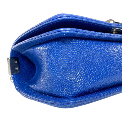 Chanel Blue Chevron Caviar Small Boy Flap Bag