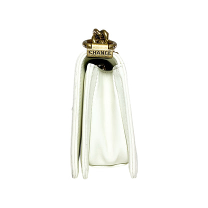 Chanel Ombre White Python Rock Chain Small Boy Bag