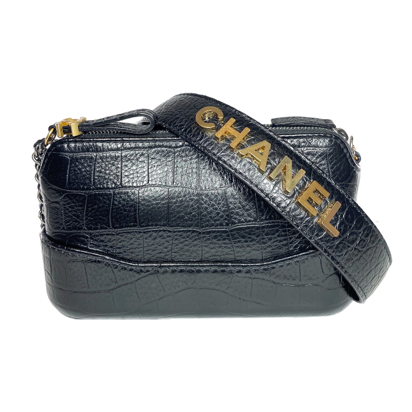 Chanel Black Gabrielle Embossed Mini Shoulder Bag