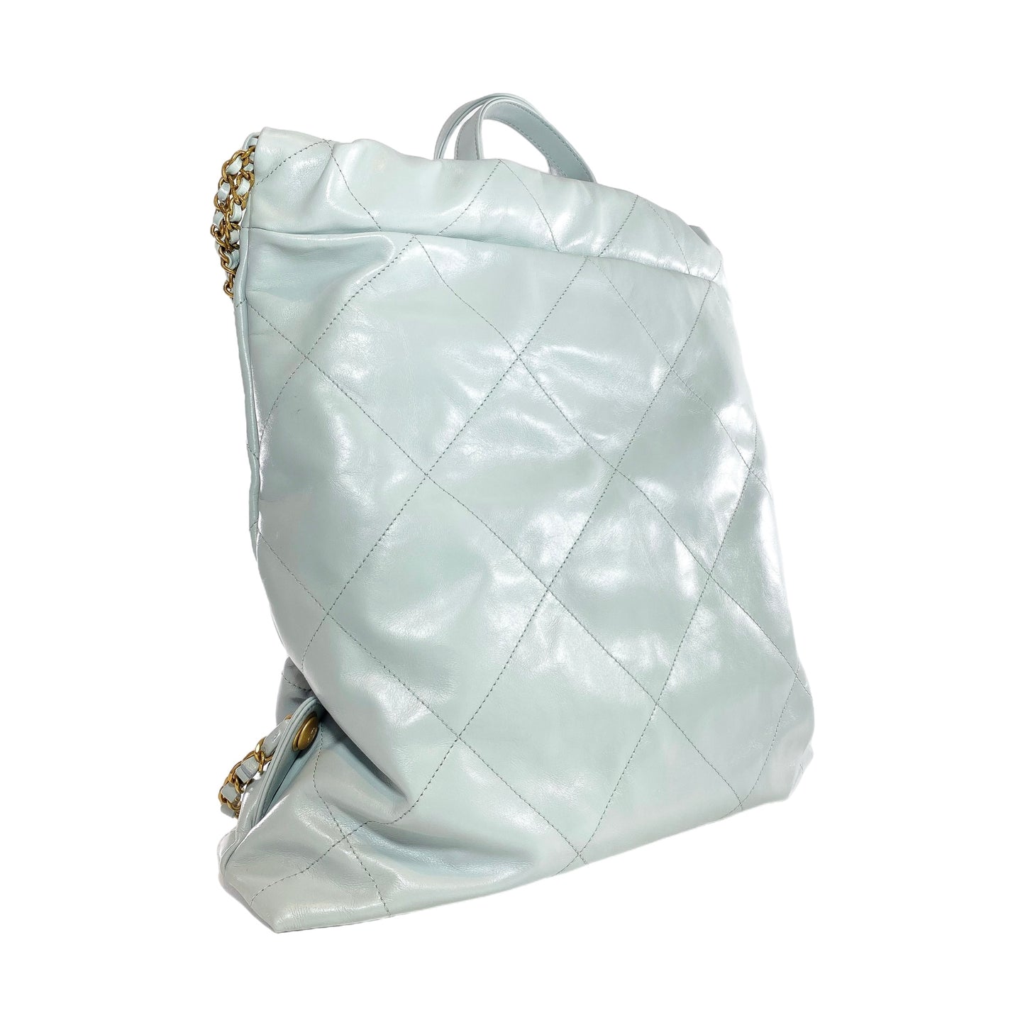 Chanel 22 Light Blue Gray Quilted Backpack