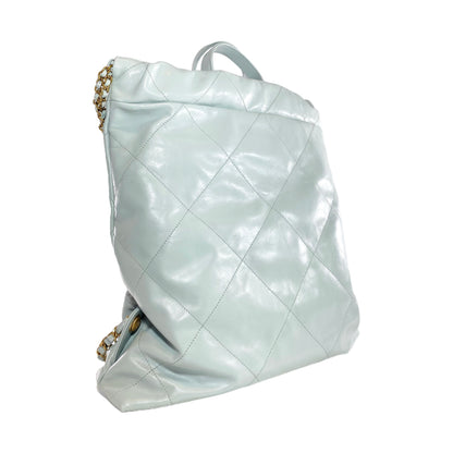 Chanel 22 Light Blue Gray Quilted Backpack