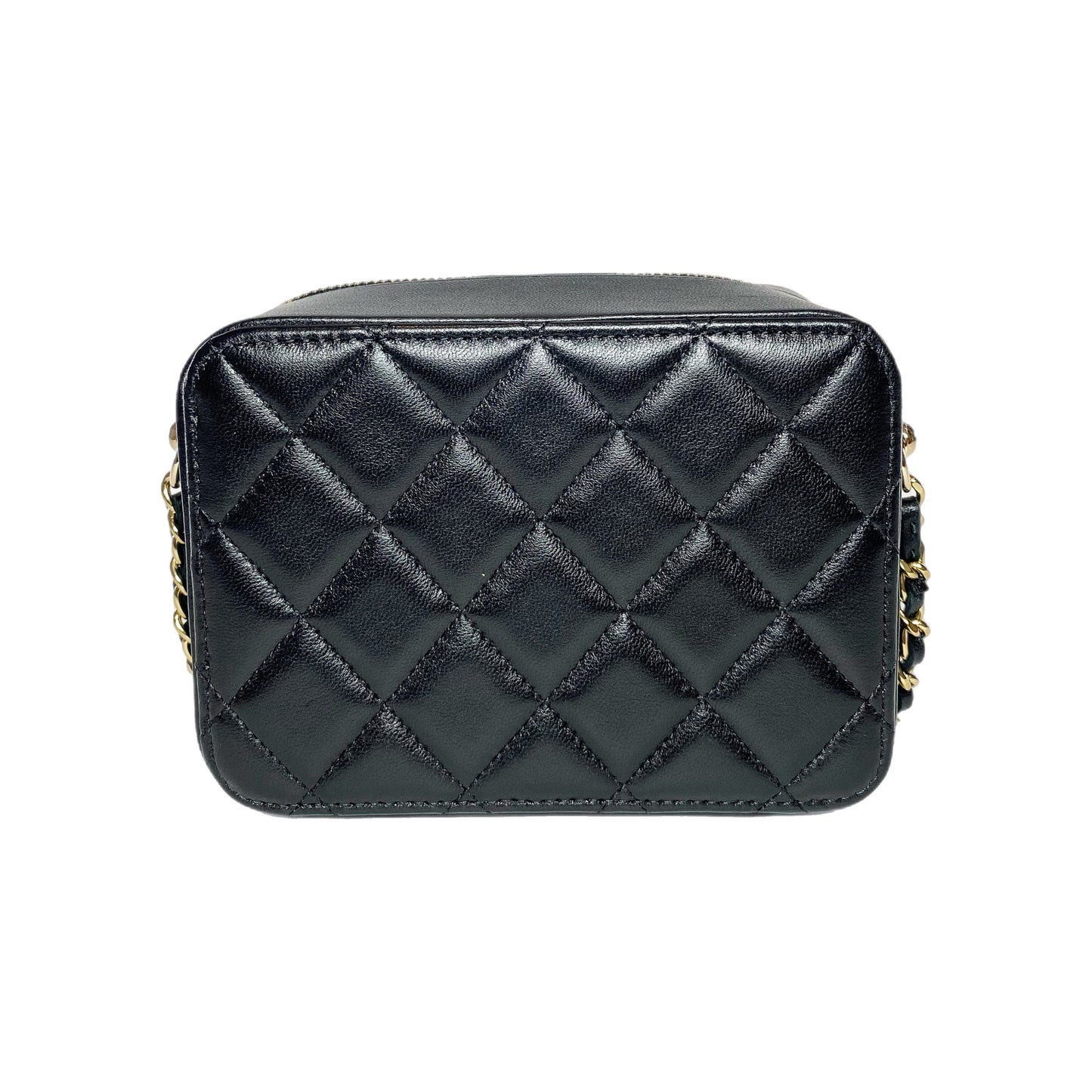 Chanel Black Quilted Zip Around Vanity