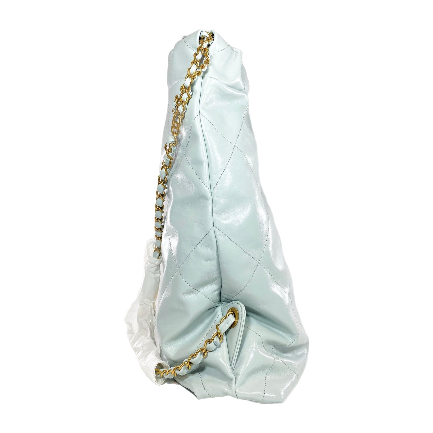 Chanel 22 Light Blue Gray Quilted Backpack