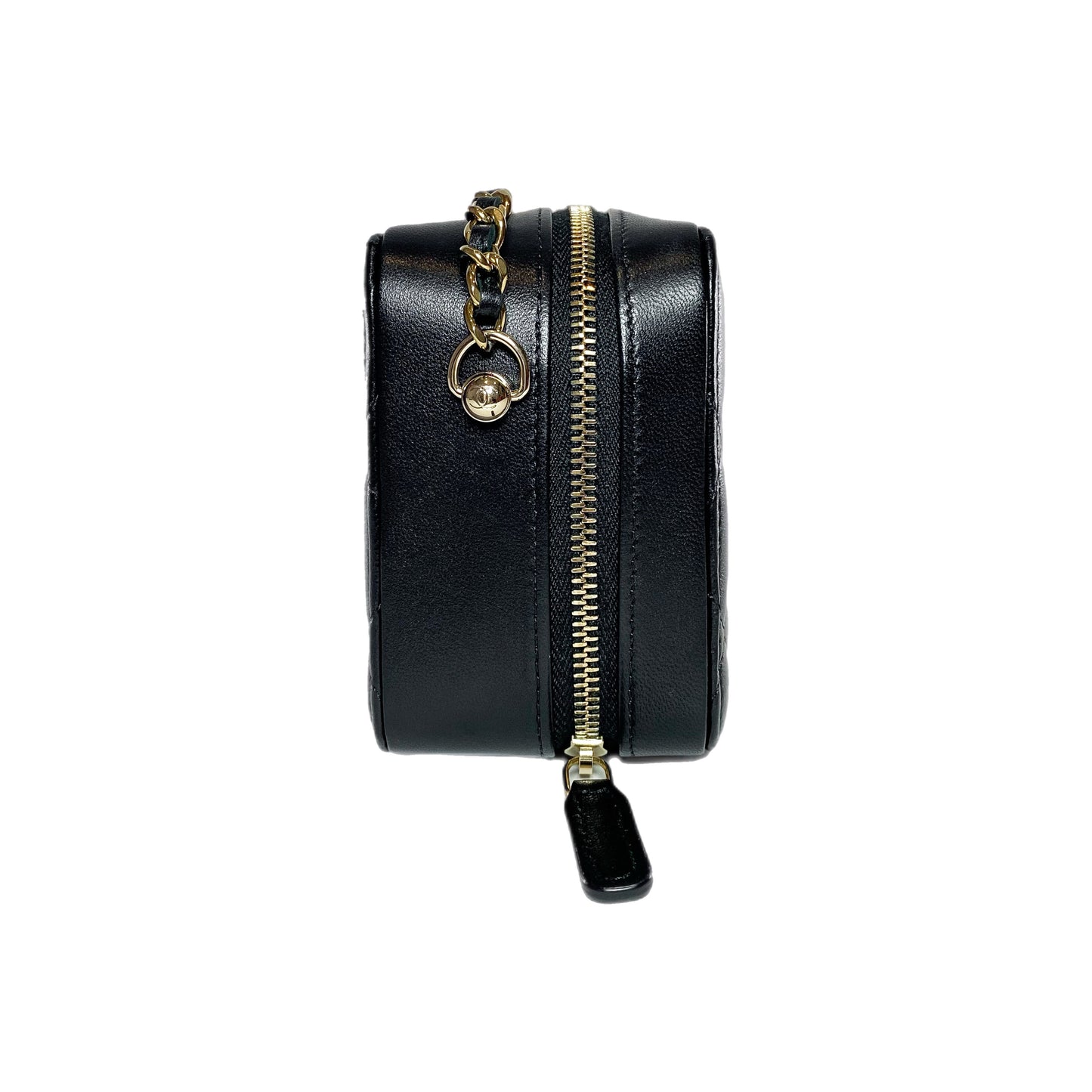 Chanel Black Quilted Zip Around Vanity