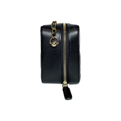 Chanel Black Quilted Zip Around Vanity