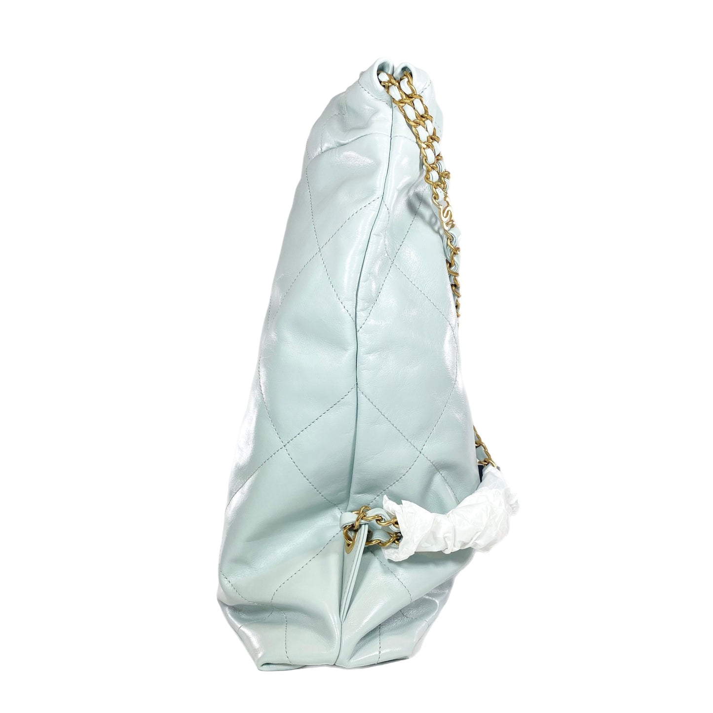 Chanel 22 Light Blue Gray Quilted Backpack