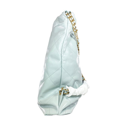 Chanel 22 Light Blue Gray Quilted Backpack
