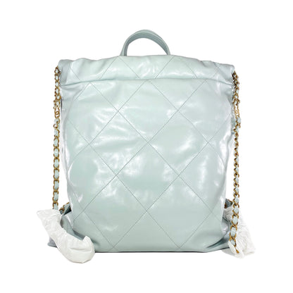 Chanel 22 Light Blue Gray Quilted Backpack