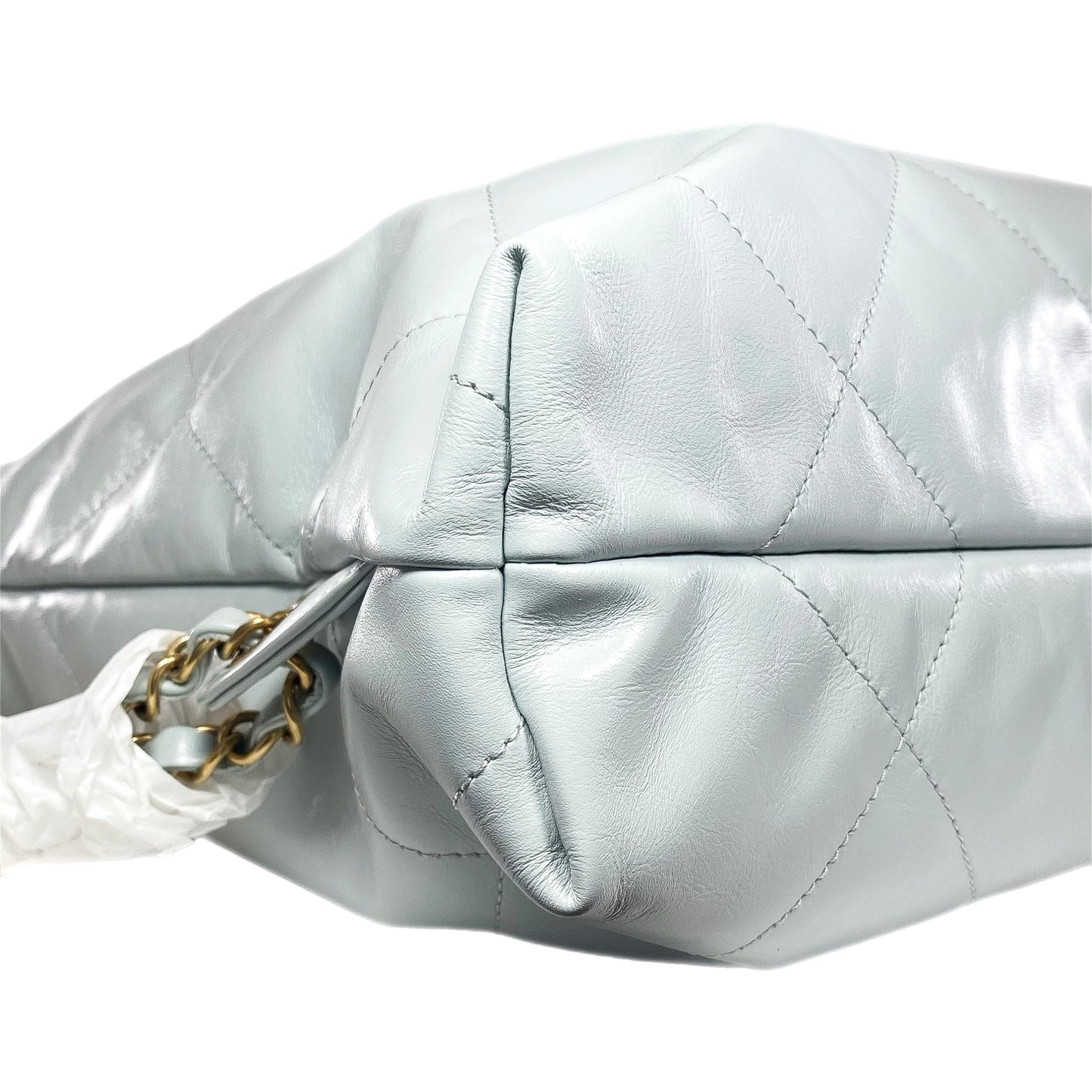 Chanel 22 Light Blue Gray Quilted Backpack