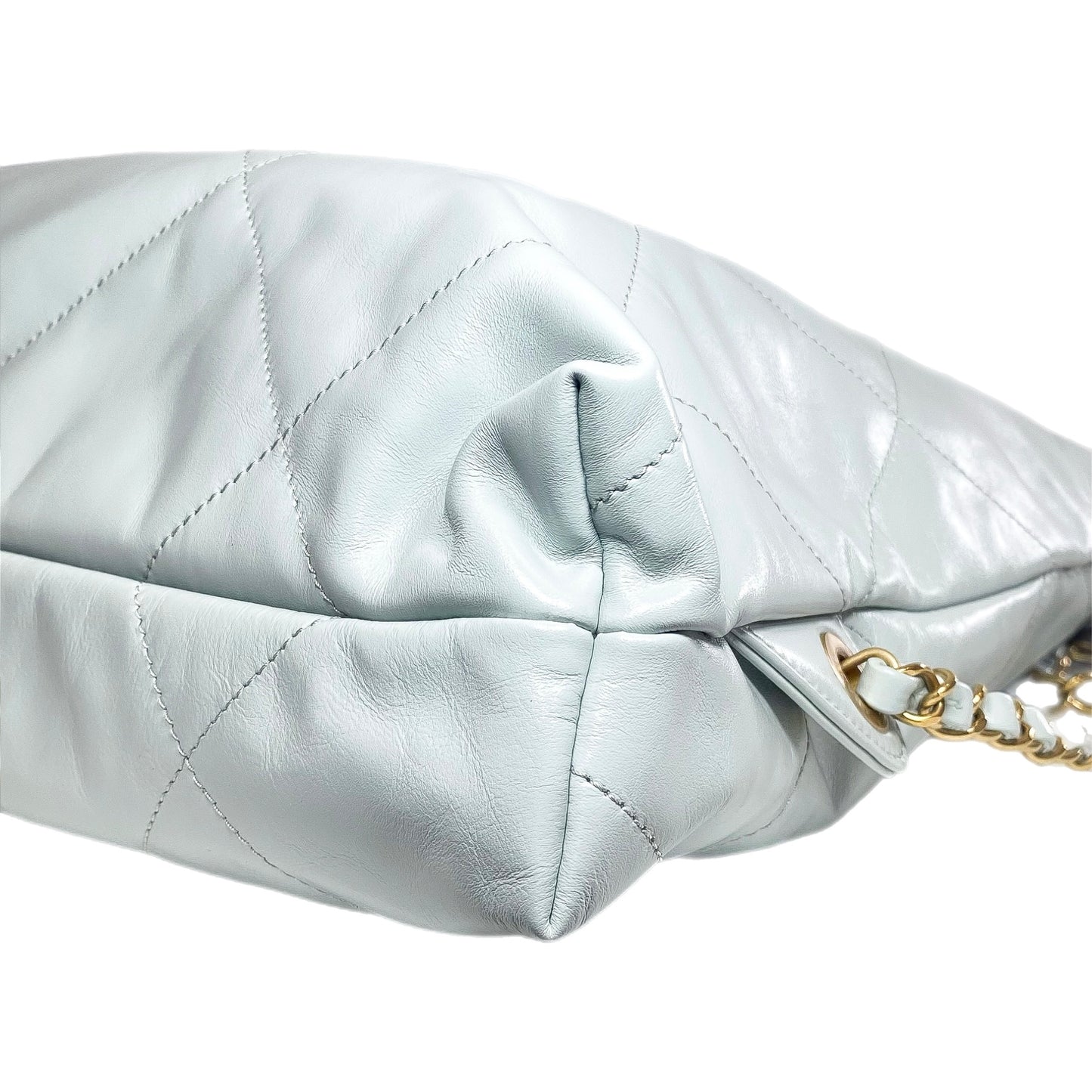 Chanel 22 Light Blue Gray Quilted Backpack