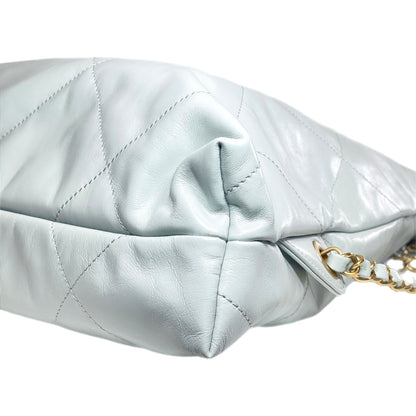Chanel 22 Light Blue Gray Quilted Backpack