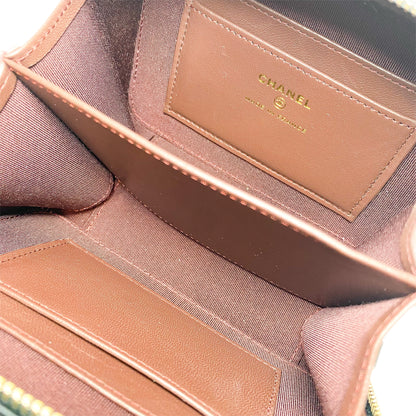 Chanel Black Quilted Zip Around Vanity