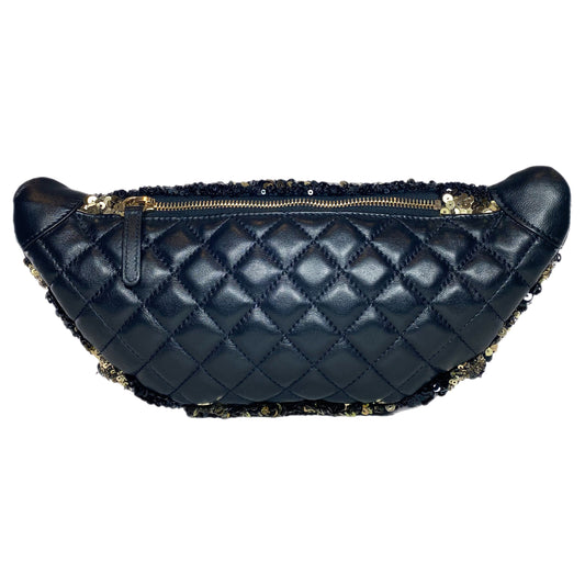 Chanel Black Gold Sequin Waist Bag