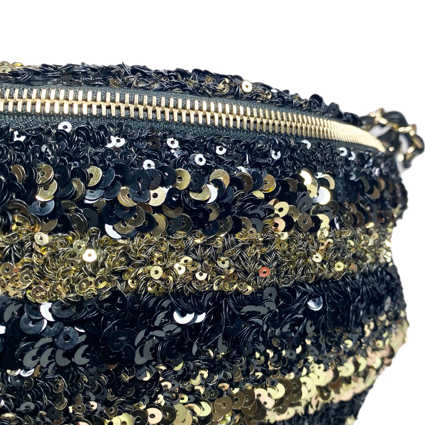 Chanel Black Gold Sequin Waist Bag