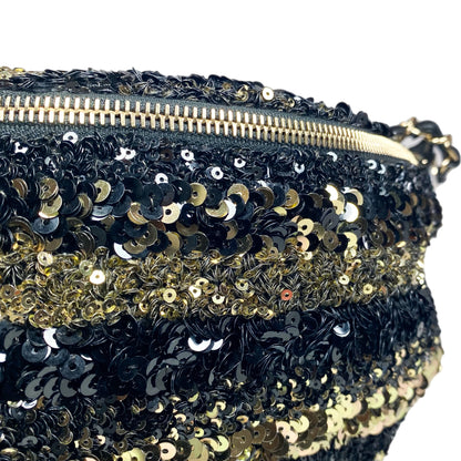 Chanel Black Gold Sequin Waist Bag