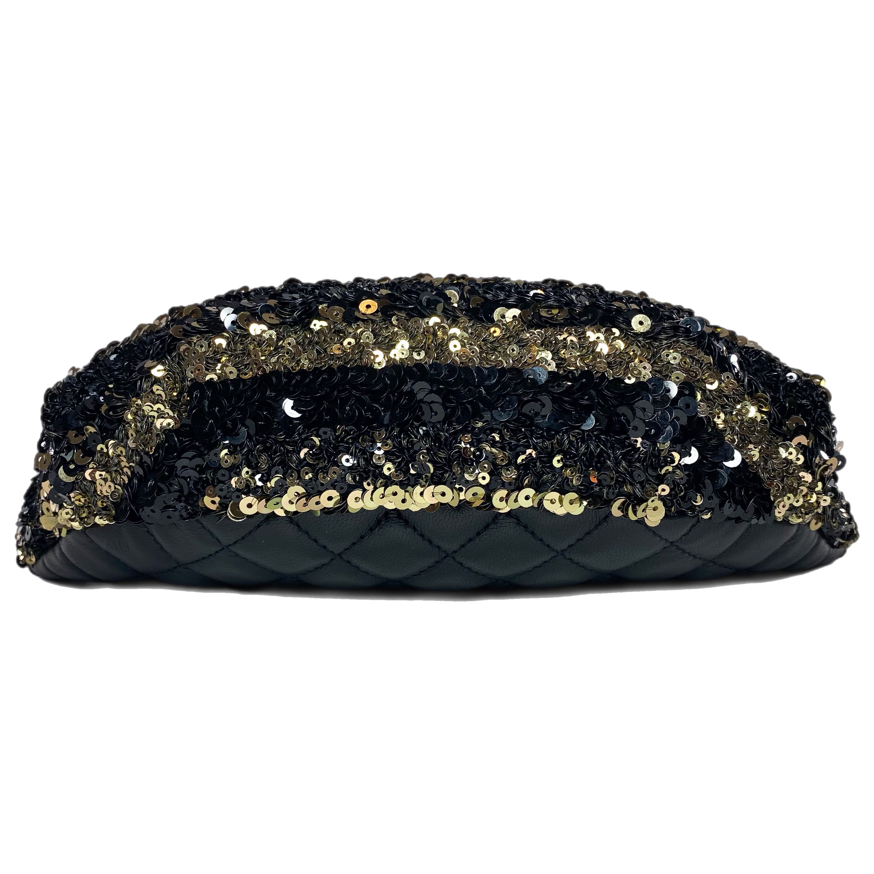 Chanel Black Gold Sequin Waist Bag