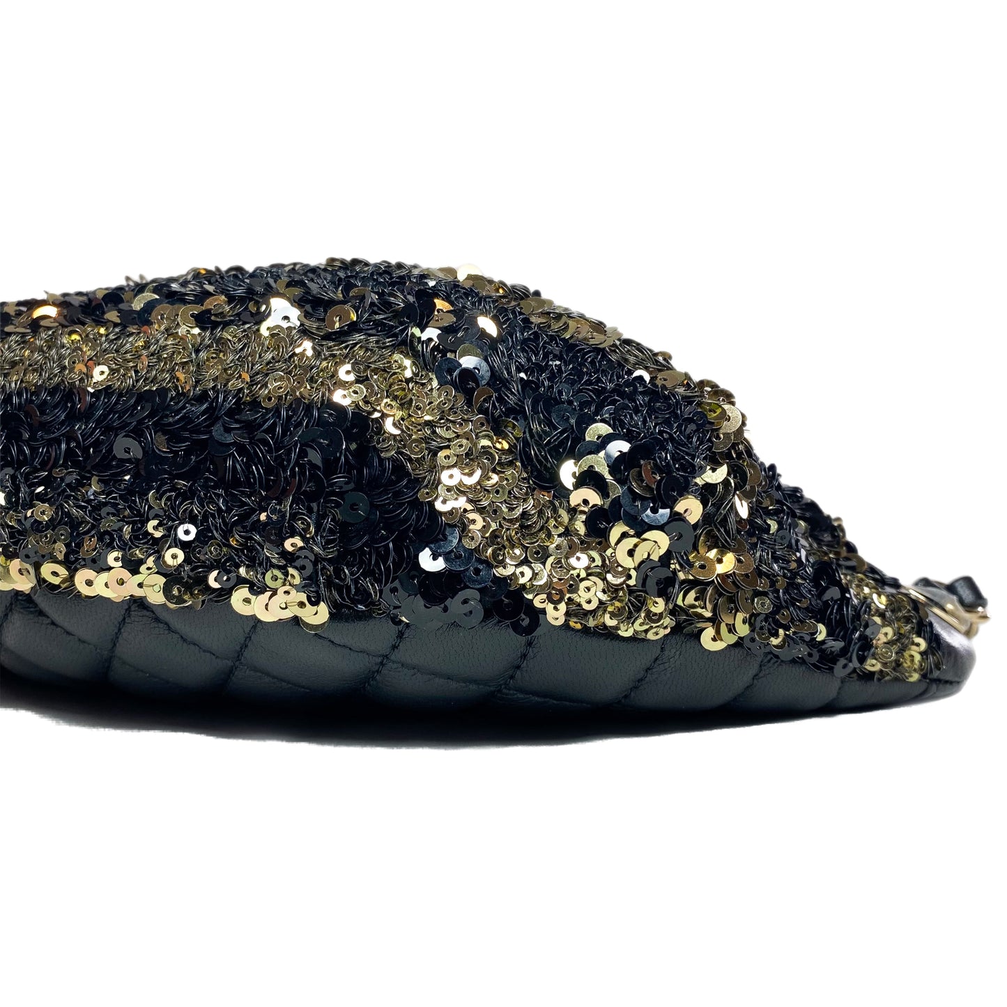 Chanel Black Gold Sequin Waist Bag