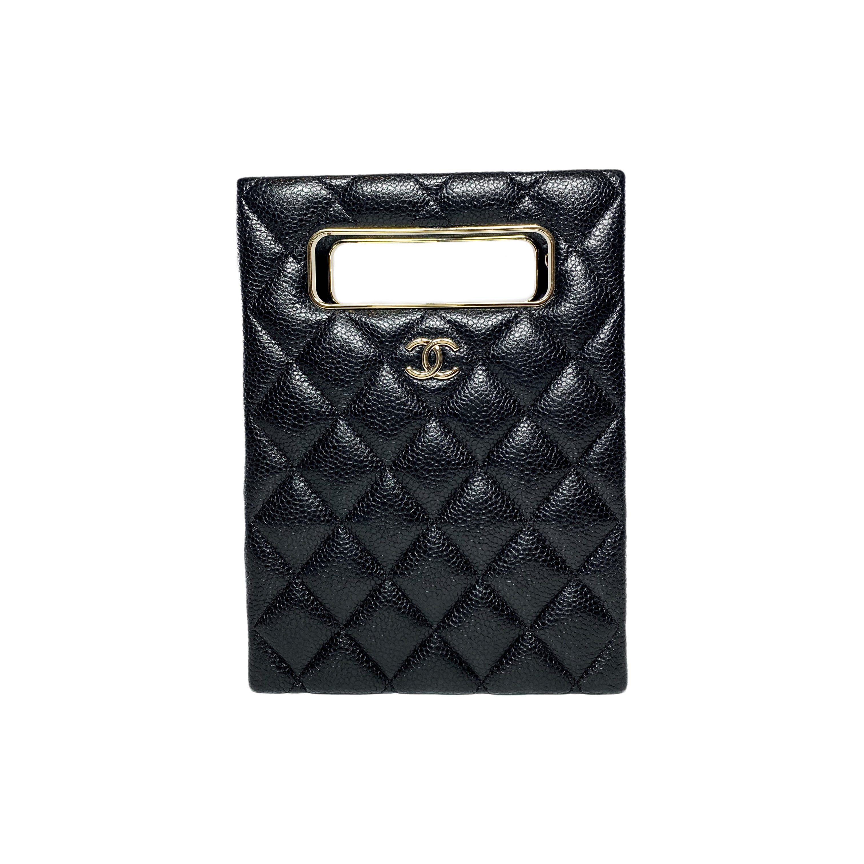 Chanel Black Quilted Caviar Evening Box Bag