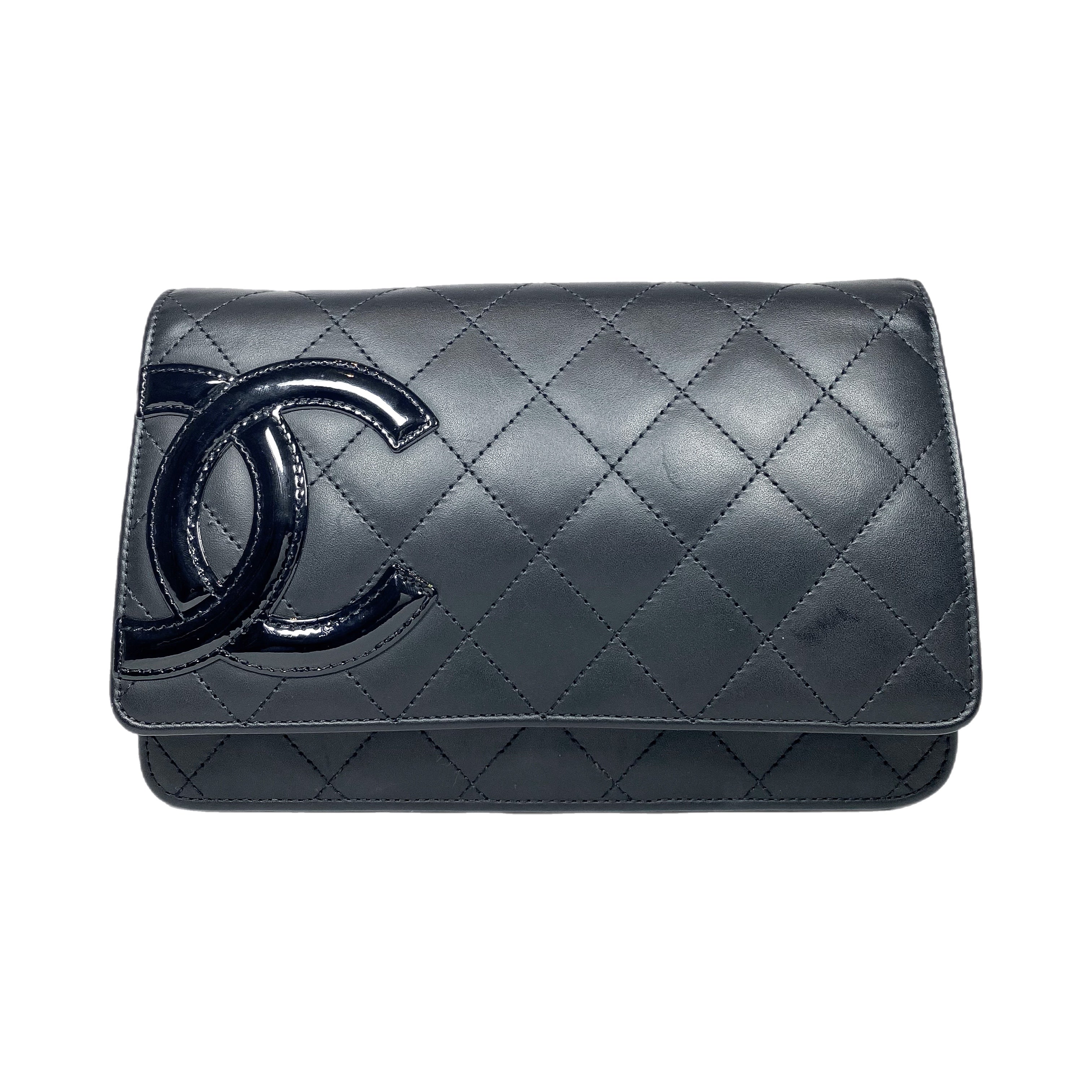 Chanel Black Quilted Cambon Lambskin Wallet on Chain