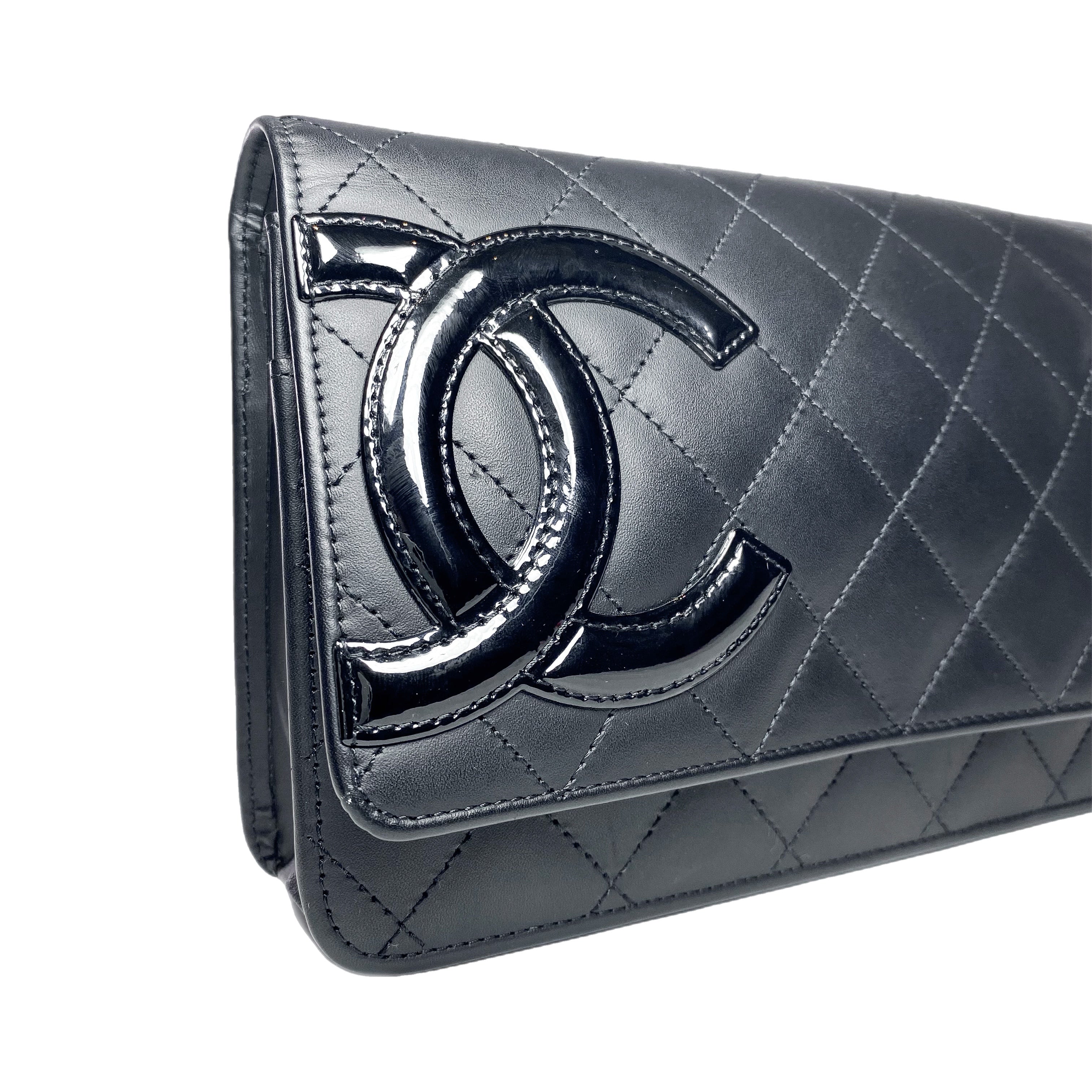 Chanel Black Quilted Cambon Lambskin Wallet on Chain