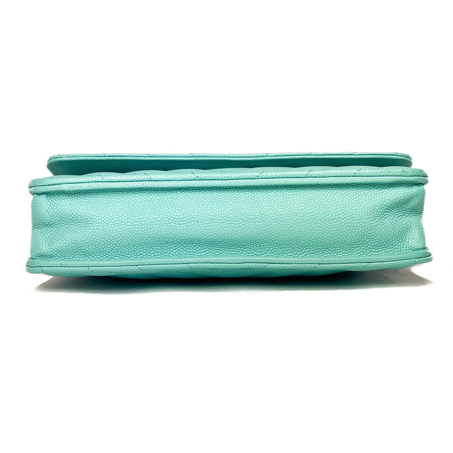 Chanel Aqua Blue Chevron Caviar Wallet on Chain