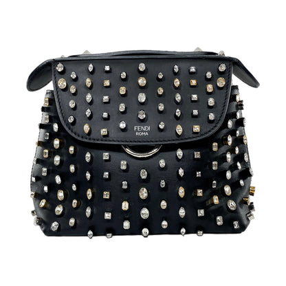 Fendi Black Back To School Crystal Studded Mini Backpack/Crossbody