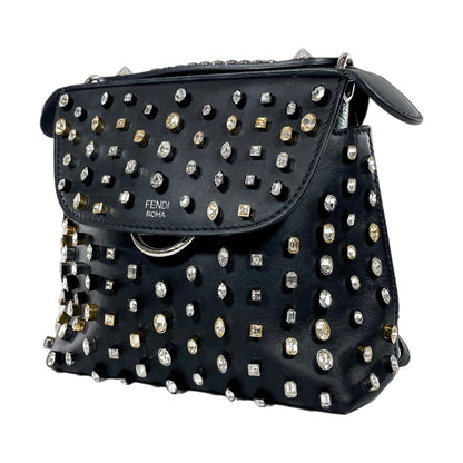 Fendi Black Back To School Crystal Studded Mini Backpack/Crossbody