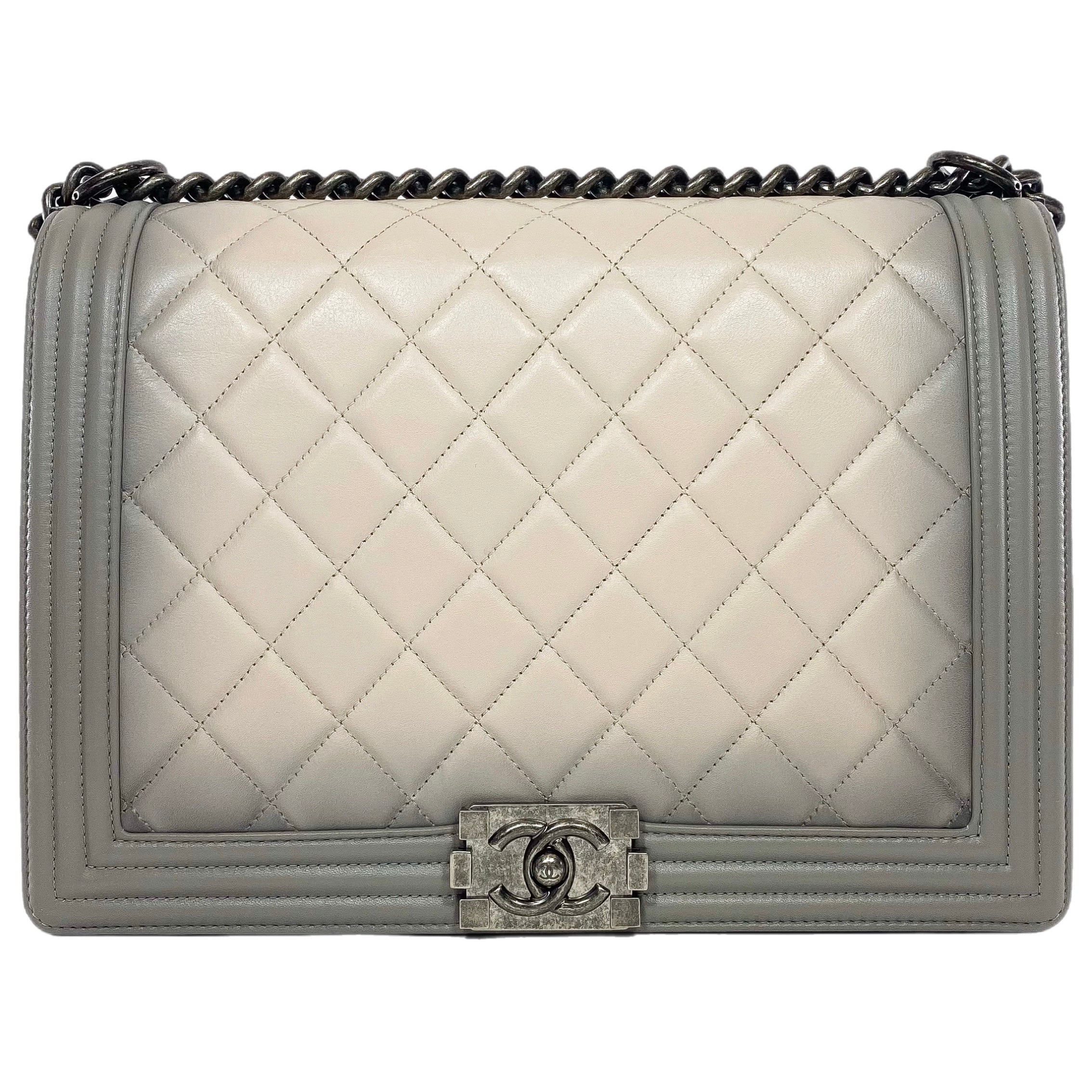 Chanel Gray Beige Ombre Large Boy Flap Bag