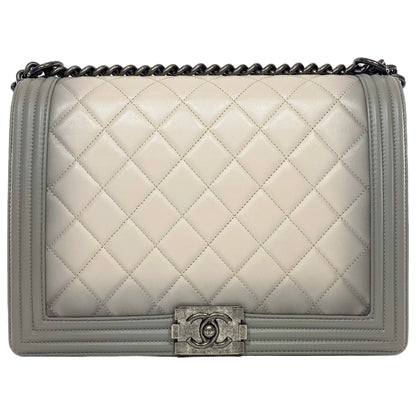 Chanel Gray Beige Ombre Large Boy Flap Bag