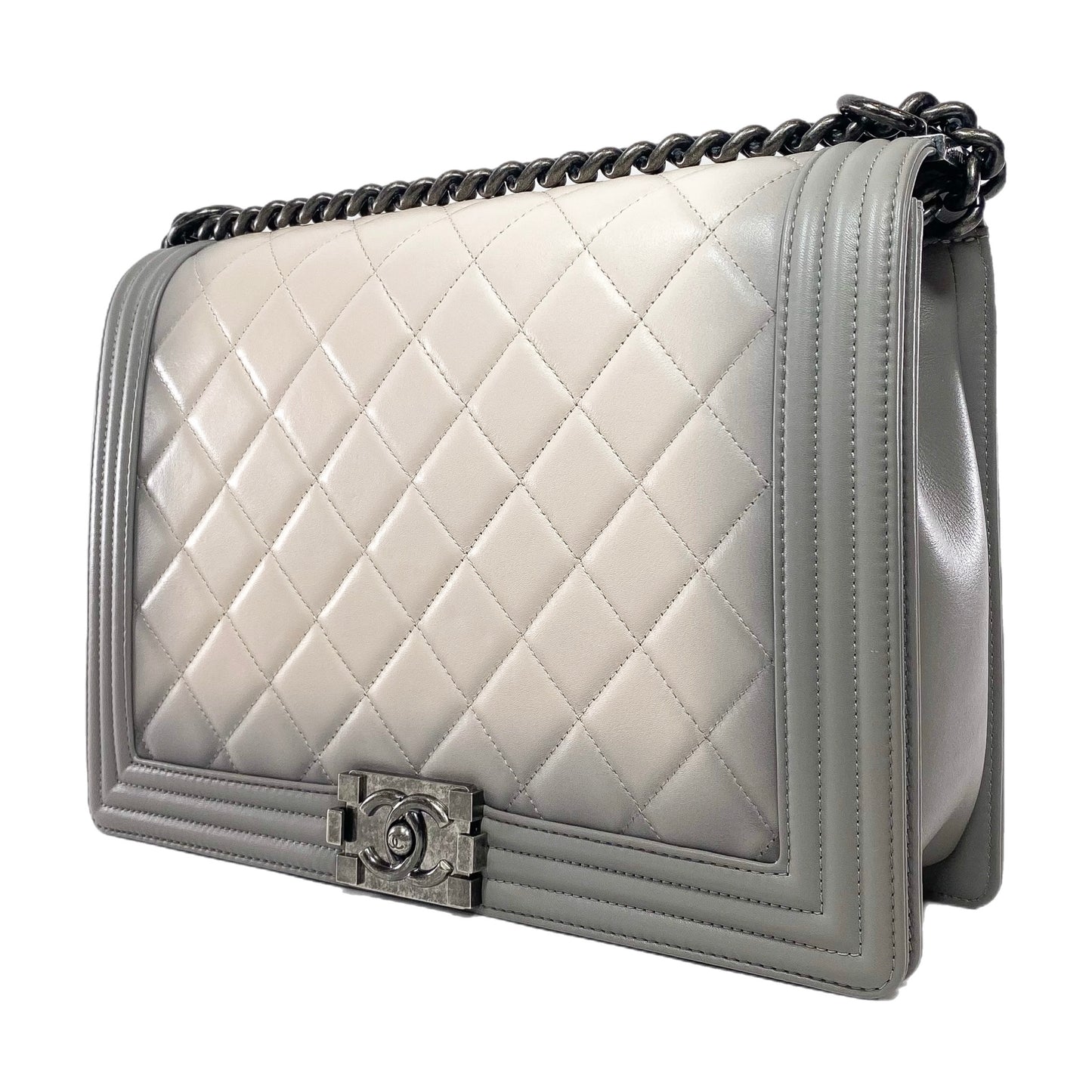 Chanel Gray Beige Ombre Large Boy Flap Bag