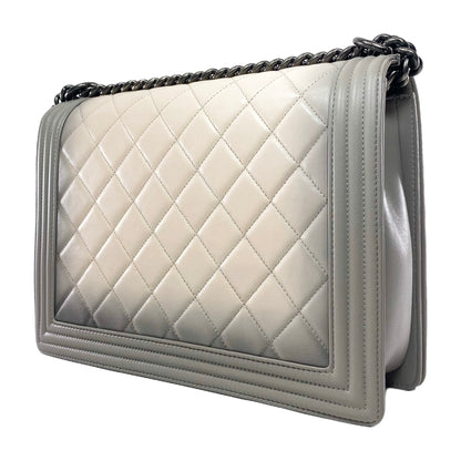 Chanel Gray Beige Ombre Large Boy Flap Bag