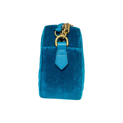 Gucci Small Velvet Pavone Cyan GG Marmont