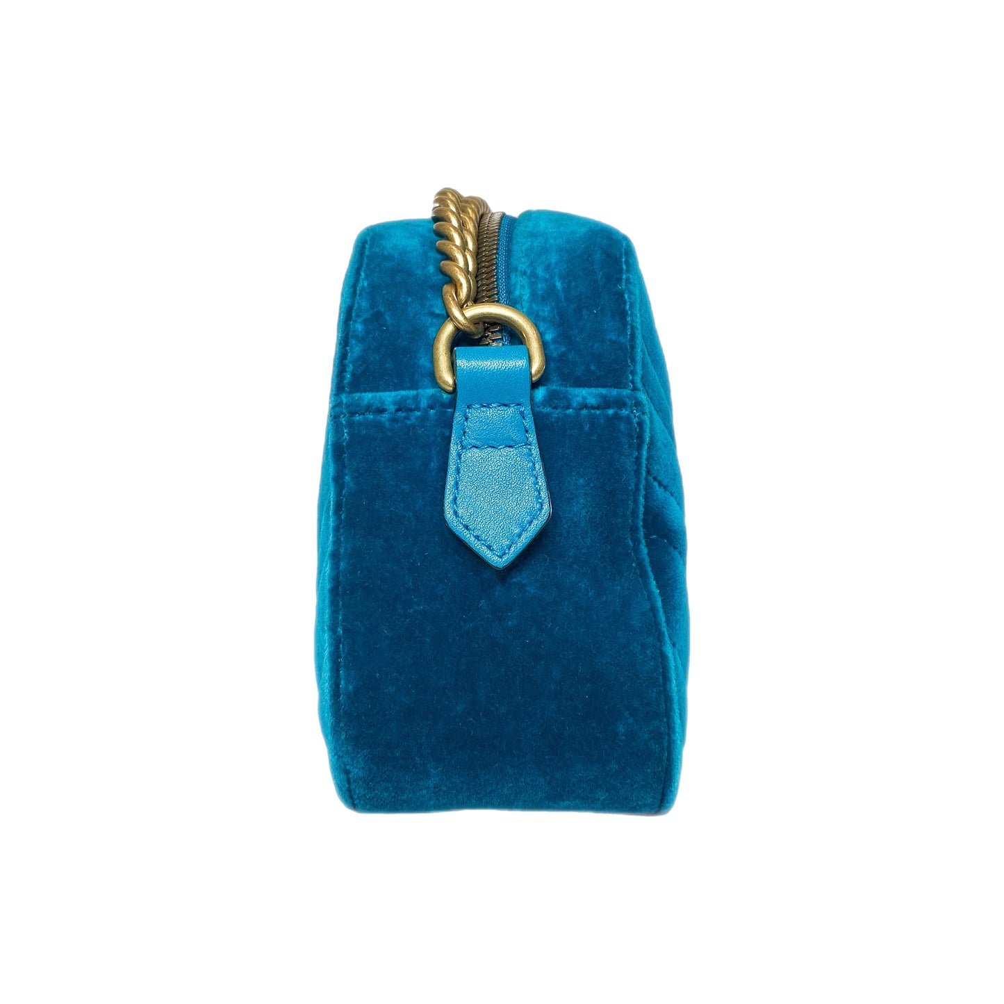 Gucci Small Velvet Pavone Cyan GG Marmont