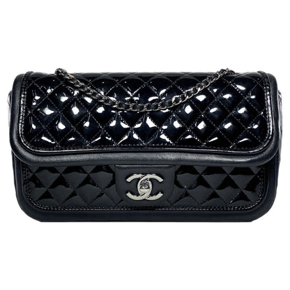 Chanel Black Patent Lambskin Medium Twist Flap Bag