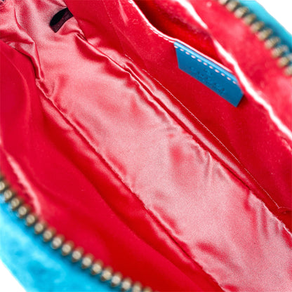 Gucci Small Velvet Pavone Cyan GG Marmont