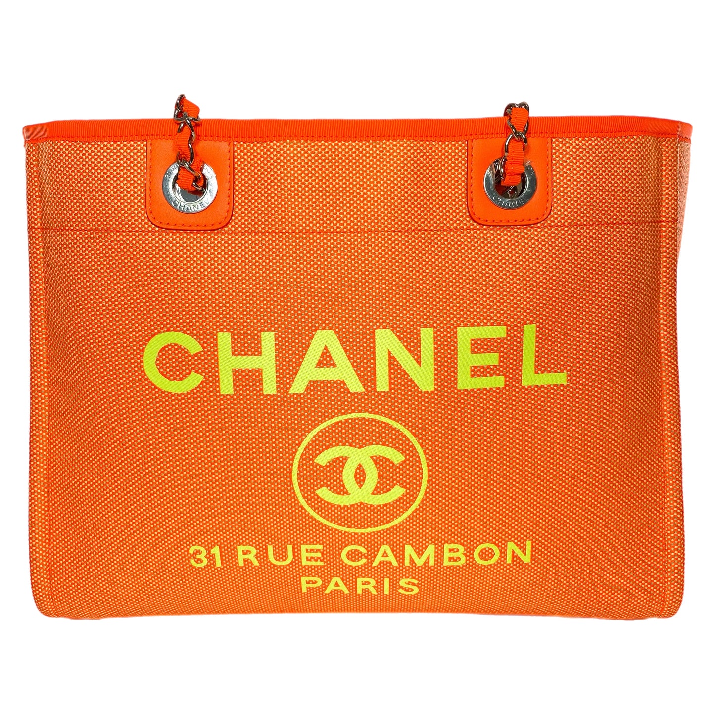 Chanel Neon Orange Medium Deauville