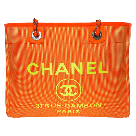 Chanel Neon Orange Medium Deauville
