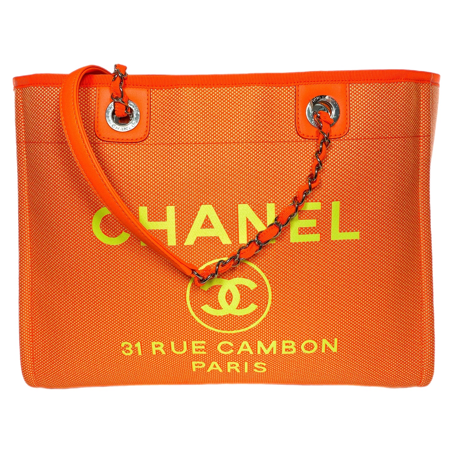 Chanel Neon Orange Medium Deauville