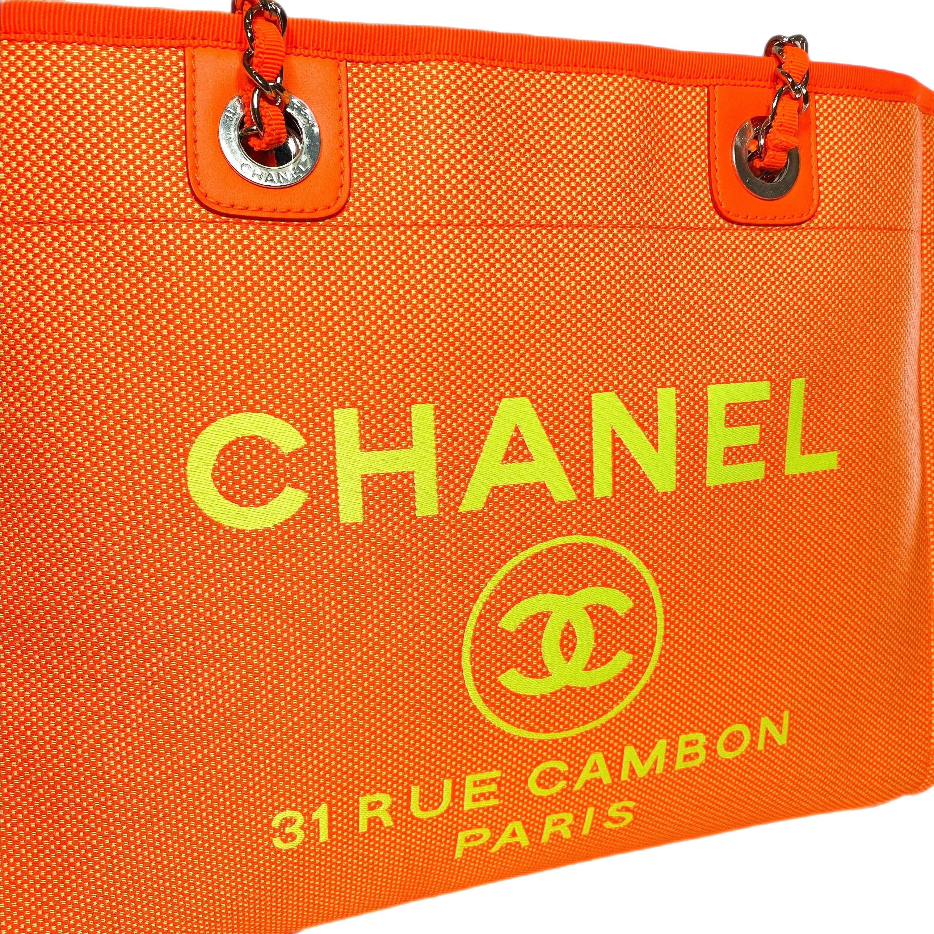 Chanel Neon Orange Medium Deauville