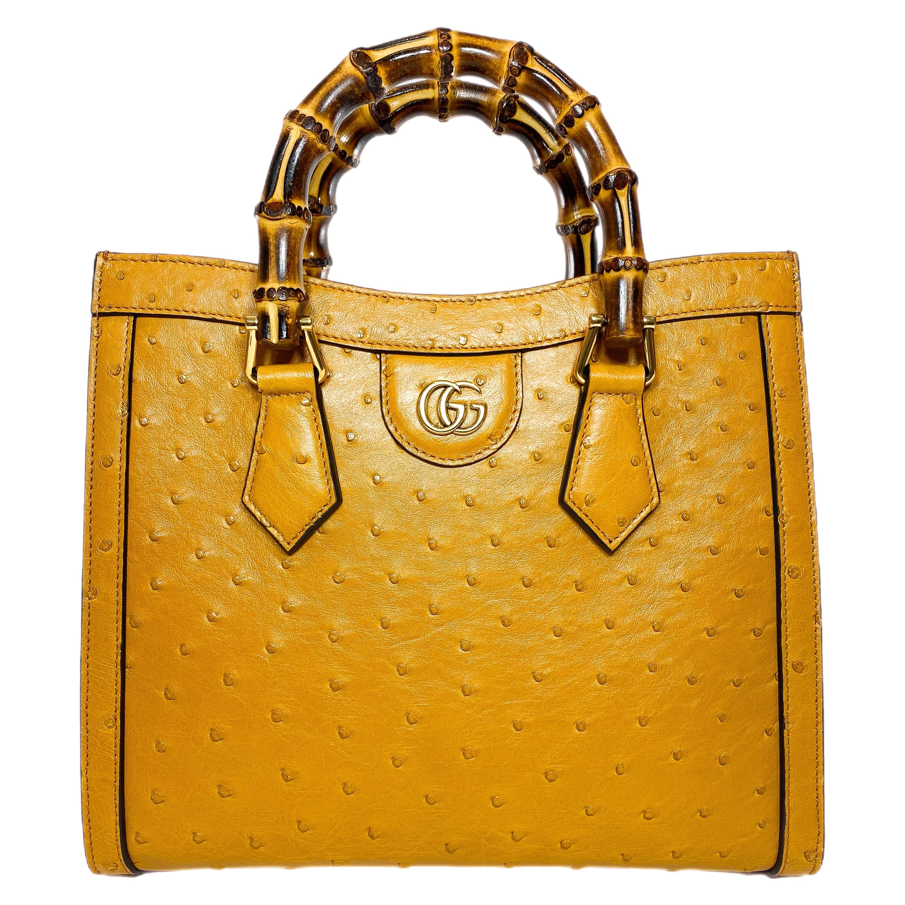 Gucci Diana Camel Ostrich Bamboo Tote Bag | Consign of the