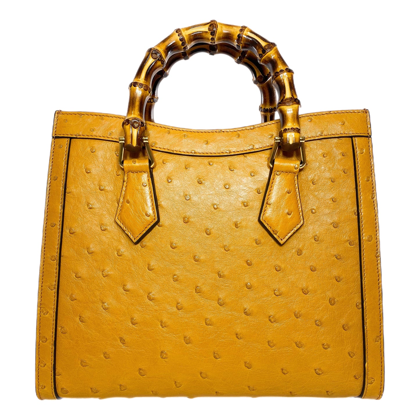 Gucci Diana Camel Ostrich Bamboo Tote Bag