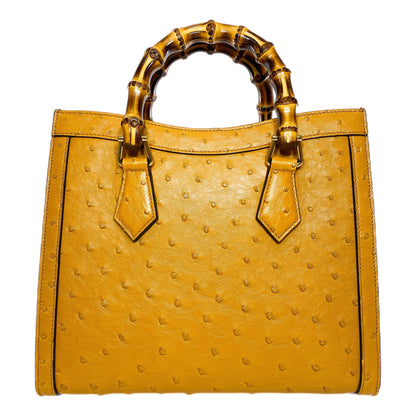 Gucci Diana Camel Ostrich Bamboo Tote Bag
