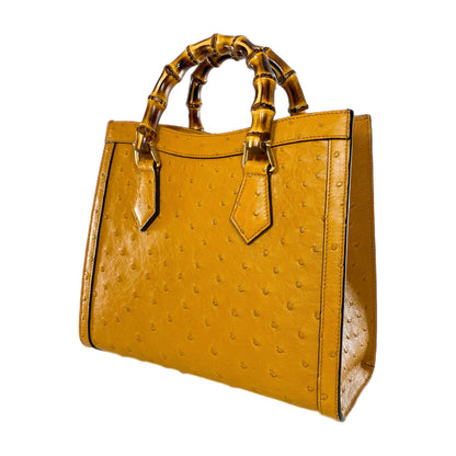 Gucci Diana Camel Ostrich Bamboo Tote Bag